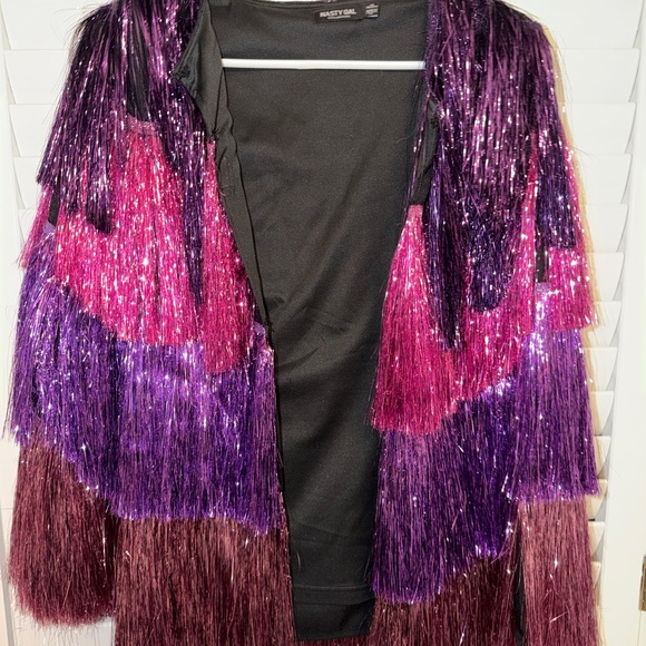Nasty Gal Purple and Pink Fringe Jacket - Picture 2 of 3